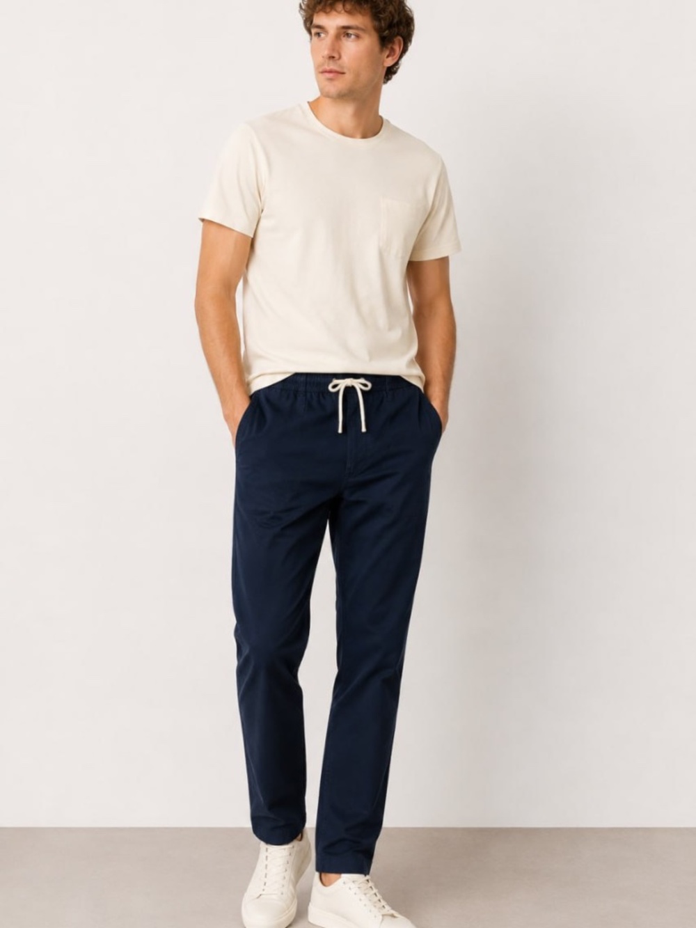 J.Crew Men's Slim Dock Stretch Cotton Blend Drawstring Pants Navy Size M NWT